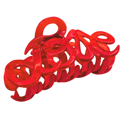 Parcelona French Love Medium 3" Cellulose Acetate Hair Claw Clip for Women: Red