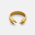 The Hug Ring- Stainless Steel Gold Ring 18K Gold- Hand: 6