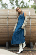 PANELED DENIM LONG DRESS