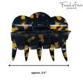 French Amie Crown Wave Small 2.5” Cellulose Handmade Interlocking Hair Claw: Silver Onyx Grey