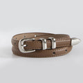 Simple Elegant Slim Leather Belt MK2LEEP6W6JBT91: Coffee