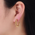 Stainless Steel 25mm Rope Croissant C-Shaped Hoop Earring: GOLD