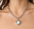 Watch Necklace- Steel Chain , Heart Shaped, Really Works: Silver