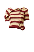 Striped sweater with red and beige colors on a white background