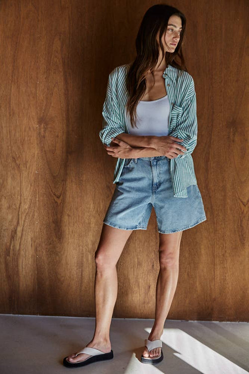 Woven Cotton Collar Neck Button Front Long