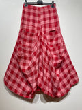 6633C LINEN SKIRT WITH POCKETS, VICHY CHECK PATTERN: Yellow