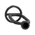 Black metal D-ring on a white background
