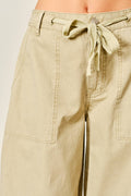 AJP6166 UTILITY BARREL WAIST TIE CARGO PANTS: OLIVE / S-M-L (2-2-2)