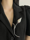 Tulip Bud Brooch Women Luxury Metal Pin N6A209: Silver