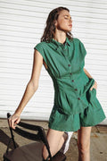 Green Overdyed Denim Top