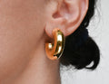 Chunky Tube Hoops - Waterproof Chunky Medium Hoop Earrings: A. Plain / Silver