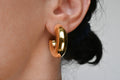 Chunky Tube Hoops - Waterproof Chunky Medium Hoop Earrings: A. Plain / Silver