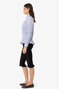 Olivia Smocked Cotton Shirt in Blue Stripe: Blue / M