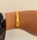  Buckle Bangle Bracelet- Hinged- Stainless Steel - Cuff : Yellow Gold