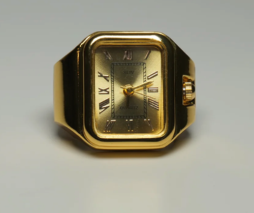 Apollo Watch Ring-Quartz Stretch Ring- Gift Box : Yellow Gold