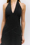 close up of black and white dress