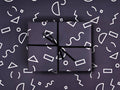 Navy Memphis Shapes Flat Gift Wrap