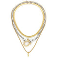 Kate- Herringbone Stainless Steel Necklace 14K- Widest: Silver