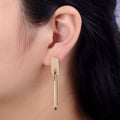 Rectangular Oblong Link Dangle Drop Stud Earrings in Gold & Silver | AB164 AB165: Silver