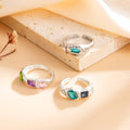 Chic Colorful Diamonds Open Toe Ring 6W6JRG288: Silver / F
