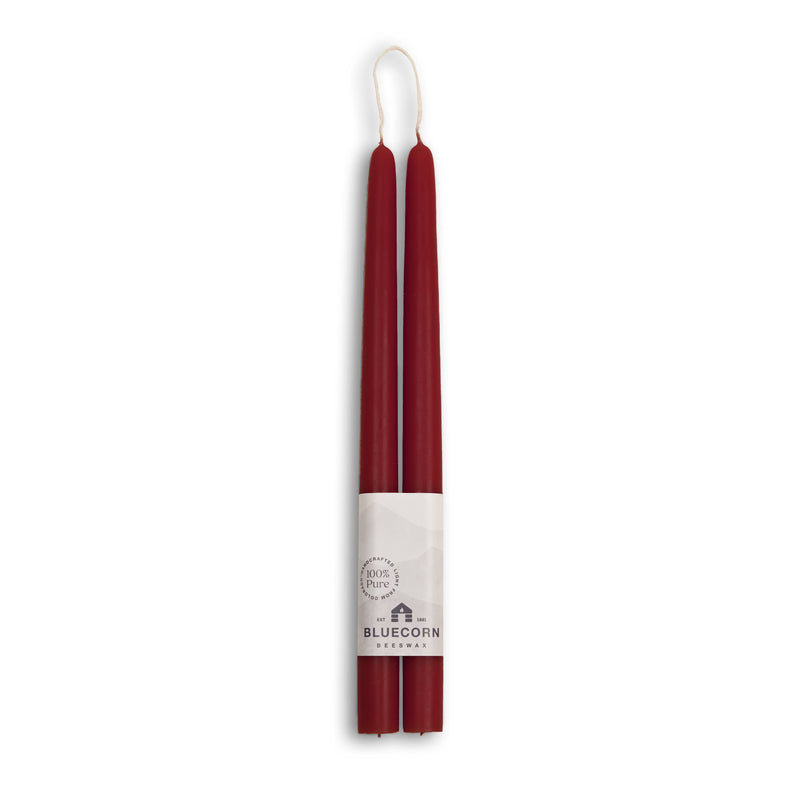 Beeswax Taper Candles – Dripless & Handmade in USA: Burgundy / 12"