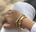  Buckle Bangle Bracelet- Hinged- Stainless Steel - Cuff : Silver