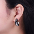 Wide Chubby C Shaped Hoop Stud Earrings in Gold & Silver | X: Silver