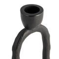 Black metal candle holder on a white background