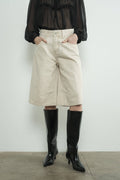 MAP3098 DENIM BERMUDA SHORTS WITH YOKE SEAM: CREAM / M