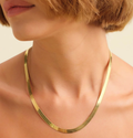 Kate- Herringbone Stainless Steel Necklace 14K- Widest: Yellow Gold