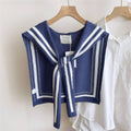 DOUBLE ROW STRIPED FRAME KNITTED SHAWL_CWASC0846: Beige / (OS) 1