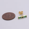 18K Gold Filled Emerald Stud Earrings