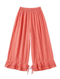 4029 WIDE COTTON PANTS WITH EYELET EMBROIDERY: ROYAL