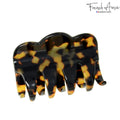 French Amie Crown Wave Small 2.5” Cellulose Handmade Interlocking Hair Claw: Silver Onyx Grey