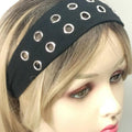 Elastic Fabric With Eyelets Punk Headwrap_CWAHA6306: Black / (OS) 1