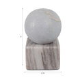 Marble sphere on a marble base with dimensions indicated