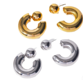 Puffy Thea O Hoop Earring Stainless steel: Silver