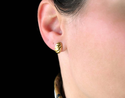 Small Croissant Huggies - Waterproof 18k Gold Dome Earrings: Gold