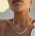 Kate- Herringbone Stainless Steel Necklace 14K- Widest: Silver