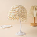 Solid Color Hollow Pearl Tassel Crochet Beanie Hat MK2BLCR6W6HAT111: Apricot