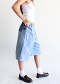 Patchwork Denim Wide Leg Jort