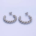 Stainless Steel 25mm Rope Croissant C-Shaped Hoop Earring: GOLD