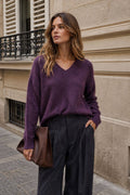 V-neck Pullover in Cashmere, Wool & Silk: Darth Gray / One size