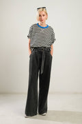 A striped knit top - FT1255: Black / Contemporary / S