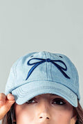 Bow Baseball Cap in Denim