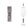 Marble decorative piece with text highlighting features on a white background