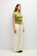 Keyhole Raglan Knit Top in Moss