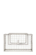 Metal Cage Crossbody Clutch Bag: SILVER