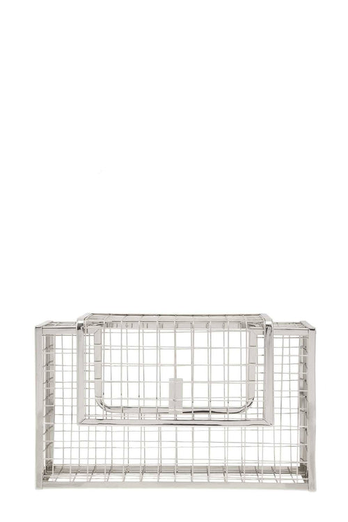 Metal Cage Crossbody Clutch Bag: SILVER