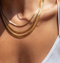 Kate- Herringbone Stainless Steel Necklace 14K- Widest: Yellow Gold